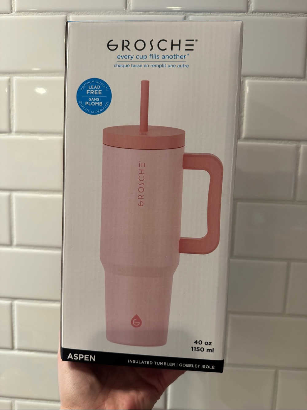 Grosche Aspen Insulated Tumbler with Handle - Pink